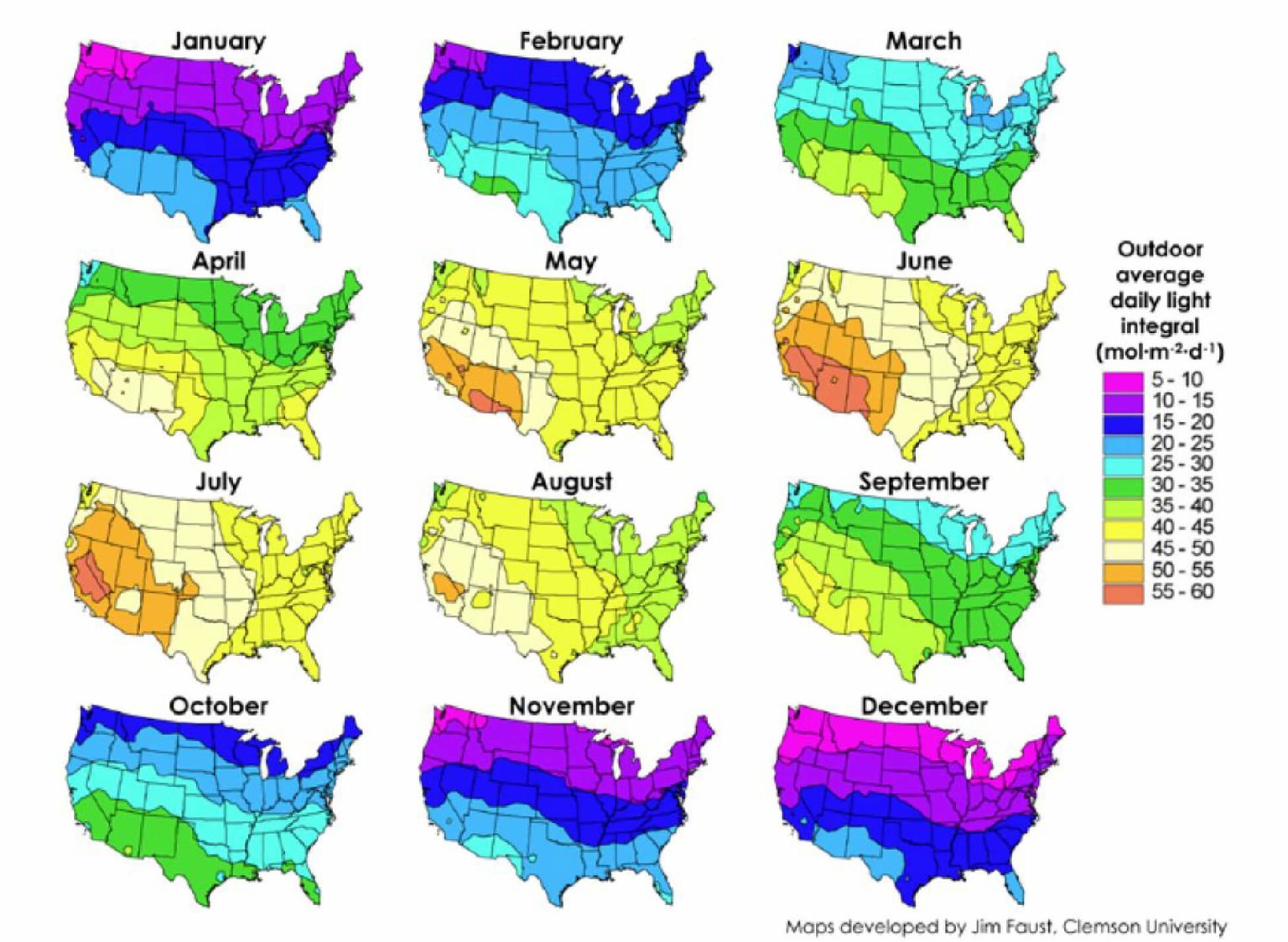 Scynce Led Light USA Outdoor Month Average Daily Light